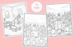 Life of Jesus Coloring Pages, Biblical Illustrations (23-page Collection) - Etsy