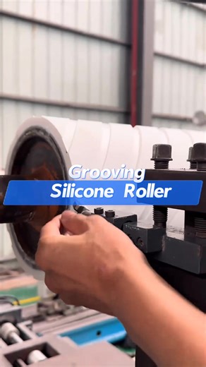 Grooving Silicone Roller. #futianroller #grooving #siliconeroll #rubberroller #groovedroller