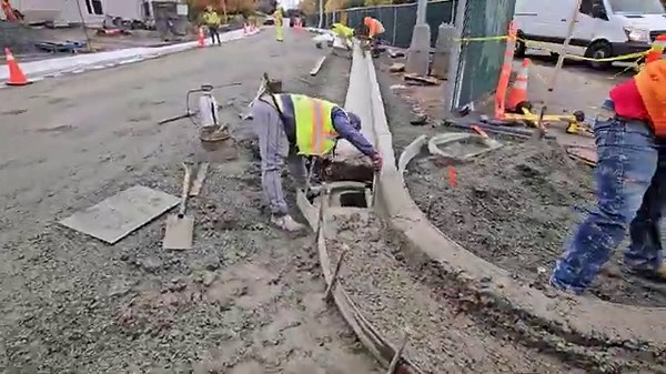 Forming and Pouring a Concrete Curved Curb.