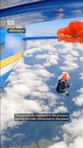 Skydiver gets parachute caught on plane | ABC NEWS