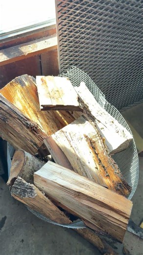 Wood storage that lets air pass through and changes shape?! #woodburningstove #woodstove #firewood