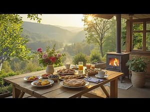 Cozy summer Porch Ambience 🎹 Smooth Piano Background Music and Fireplace Sounds for Relaxation