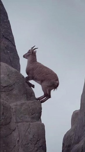Majestic Mountain Sheep in Action: Running & Jumping on Snowy Peaks! 🏔️🐑