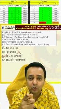PSTET Official Answer Key सही है! Paper-2 Maths पूरा Analysis