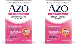 AZO Dual Protection | Urinary + Vaginal Support* | Prebiotic Plus Clinically Proven Women's Probiotic | Starts Working Within 24 Hours | Non-GMO | 30 Count (Pack of 2)