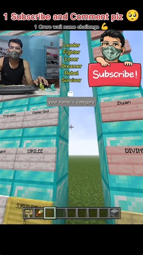 1 CRORE Name Wall 😳 Add Your Name Forever in Minecraft! 💎🔥 #minecraft #challenge #gaming