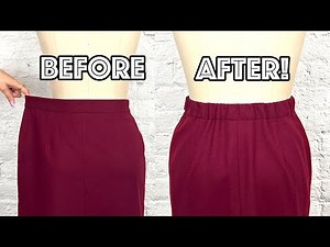 Half Elastic Waistband Sewing Hack: Make A Skirt Smaller At The Waist!