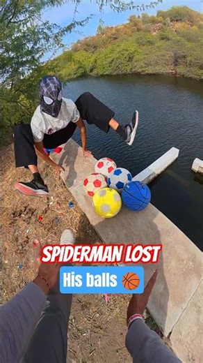 Spiderman Lost His Balls ⚽💦#parkour#spiderman#water#jump#support#viral#jodhpur#india #pov#funny