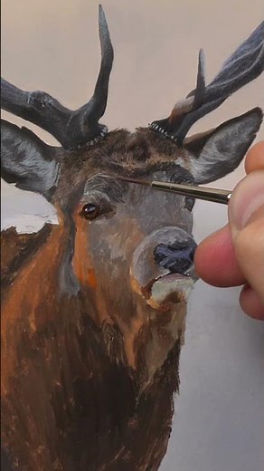 Painting a Photo-Realistic Stag #art #painting #satisfying