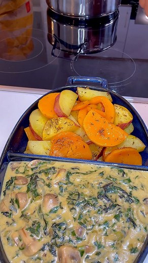 Cheese & Mushroom Spinach & Butternut, Sweetpotato Infused in Thyme Recipe For Soinach Ingredients 1 Medium Spinach Bunch 3 Tablespoons Cooking Oil 1 Medium Onion 1 Teaspoon Garlic 1 Small Tray Mushrooms 1 Cup Fresh Cream 1 Sachet Cheese & Mushroom Dry Sauce Salt & Pepper to Taste 1 Tablespoon Maizena or Flour (To thicken Spinach) Directions Heat oil in a pan/pot Sauté onions and garlic Add Mushrooms Stir till mushrooms are cooked. Add chopped spinach then lower heat to low. Cover spinach and le