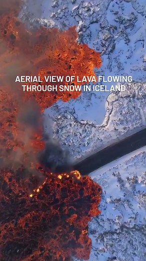 276K views · 78 reactions | An aerial view of lava crossing the main road to Grindavík and flows on the road leading to the Blue Lagoon The western Reykjanes peninsula, which had slumbered for 800 years without an eruption, is now experiencing a dramatic reawakening of volcanic activity. Video: ScienceSeeker/X #Iceland #Volcano #Lava #Snow #NaturalDisaster | India Today | Facebook