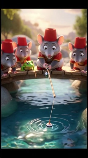 Chubby mouse goes fishing 통통한 쥐의 낚시 🎣 Epic golden catch 황금 물고기 대박 ✨ #shorts #3d #fishing #낚시