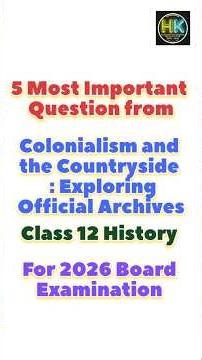 Colonialism and countryside class 12 History Chapter 9 Most Important Questions #humanitieskaksha