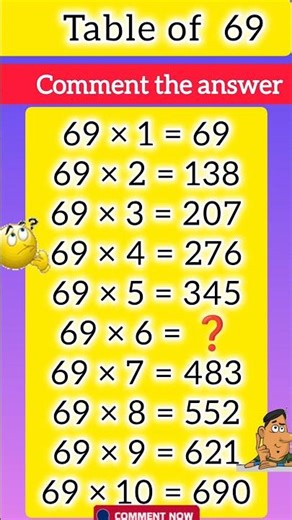 Table of 69|Table of sixty-nine Learn Multiplication Table of 69 x 1 = 69|#tableof69#shorts#easymath