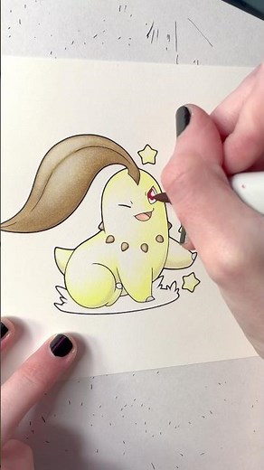 Drawing a shiny chikorita