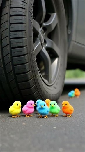 Car Tire ASMR Crushing 😱 | Colorful Chicks 🐥 Hearts ❤️ & Like Subscribe Button | Satisfying Video