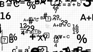 Math science formula mathematic equation calculation thinking, Mathematical equations over animate background, flying symbols, numbers, science concept, School, college education