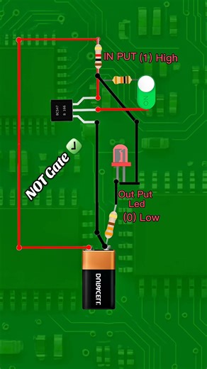 Not Gate circuit 🙂 #electronics #notgate #circuit #electricalengineering #diyelectronics#diyprojects