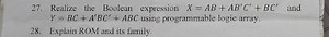 27. Realize the Boolean expression X=AB AB′C′ BC′ and Y=BC A′BC... | Filo