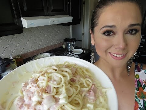 Spaguetti blanco cremoso con jamón y queso/Espaguetti/Marisolpink