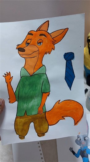 Zootopia Fox Character Painting🦊 #shorts #art #zootopia #diy #painting #drawing #viral #fa9la