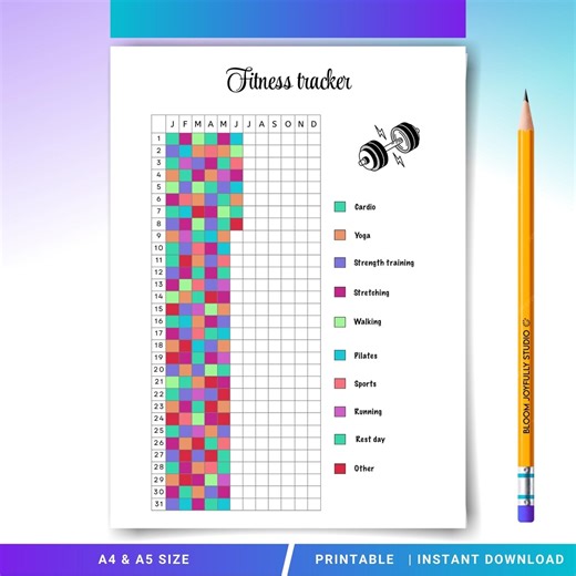 Fitness Tracker PRINTABLE - Workout Log and Fitness Planner - Health and Wellness Tracker - Exercise Tracker - A4/A5 - Etsy