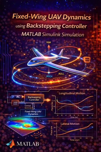 Matlab projects Code on Instagram: "Fixed-Wing UAV Dynamics using Backstepping Controller | MATLAB Simulink Simulation 🔗 www.matlabprojectscode.com 📲 WhatsApp: +91 8300015425 This project presents the dynamic modeling and control of a Fixed-Wing UAV using a Backstepping Control technique, developed and simulated in MATLAB/Simulink. ✈️ Key features of the simulation include: ✅ Nonlinear fixed-wing aircraft dynamic modeling ✅ Longitudinal and lateral motion analysis ✅ Backstepping controller des
