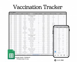 Vaccination and Immunization Record Excel Google Sheets , Track Vaccines, Dates, Immunization Records, Kids, Adults, Health, Medical Planner - Etsy