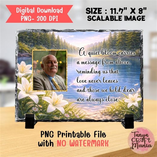 Memorial Photo Slate Template: Angel Feather Lake Remembrance Art (digital Download, PNG File) - Etsy