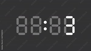 White simple thin line animation of timer digital numbers, HD video with transparent background, seamless loop 4K video representing measurement instrument.