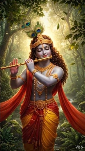 Divine Krishna Flute Melody 🌿✨ | Peaceful 4K Spiritual Animation #shorts #Krishna #LordKrishna