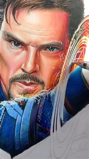 Drawing Doctor Strange in Marvel with colored pencil within one candle burn #artist #hyperrealism