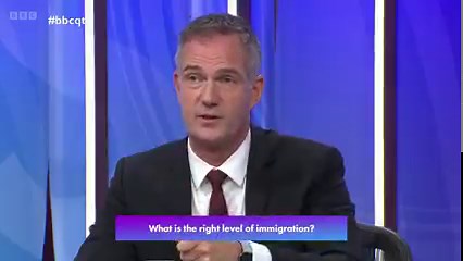 “Why don’t you accept responsibility for the failure your government has delivered?” Labour’s Peter Kyle questions the government’s record on net migration, adding Labour would abolish “non-dom status” and double training places for health workers | BBC Question Time