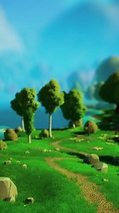 cartoon landscape with hills and forest