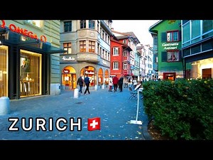 🇨🇭4K Walking Tour in Zurich, Old Town & Bahnhofstrasse. Walk Through Switzerland Streets