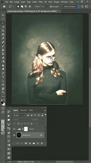 Select Black Subject on Black Background - Photoshop Tutorial #shorts #photoshop