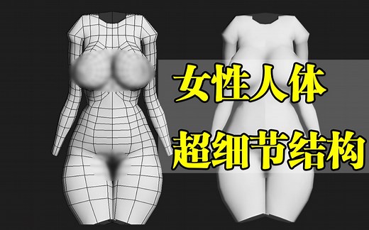 人体建模大师手把手教你女性人体模型 超细致角色人体结构建模3DMAX零基础人物建模布线技巧教程