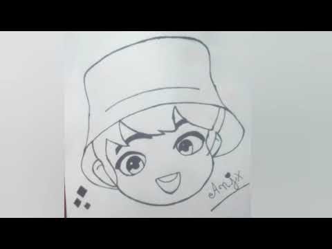 "Tiny tan Jungkook Drawing Step by Step | BTS Fanart 🎶✏️"