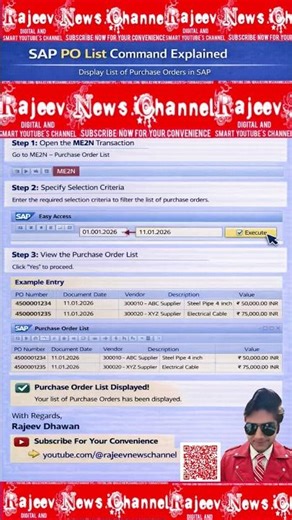 SAP PO List Command Explained | ME2N | Step-by-Step Guide I SAP MM (Materials Management) Module