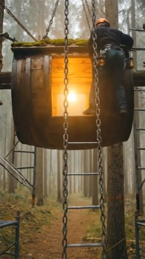 Epic Treehouse Build: From Forest Ruins to Dream Barrel Cabin 🌲✨