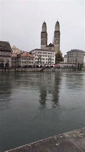 Relaxing Walk In The Rain Along The River In Zurich, Switzerland