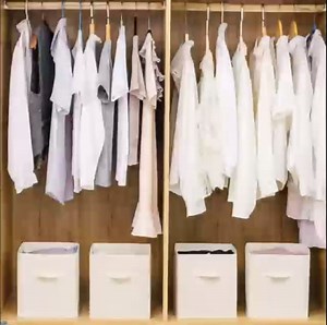 Basics Fabric Clothing Storage Bins - 10.6" x 10.6" x 11" - Collapsible Storage Cubes Organizer with Handles, Linen Foldable Storage Baskets Cloth Box Containers, Closet Organizers