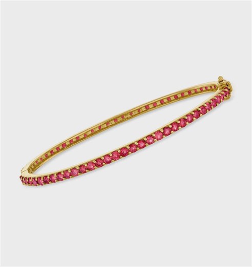 18K Gold Over Sterling Silver Ruby Eternity Bangle Size 7.5 - Etsy
