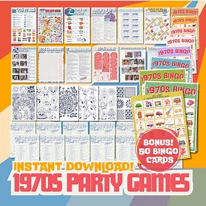 1970's Party Games | Retro Seventies Themed | Printable Activities | Instant Download | '70s Trivia, Music, Pop Culture, Bingo, Kid's Pages! - Etsy