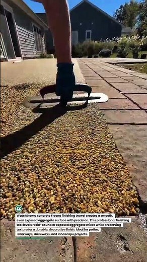 Perfect Exposed Aggregate Finish with a Concrete Fresno Trowel! #Concrete #Masonry #Construction