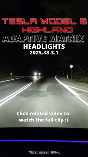 Tesla Model 3 Highland - Adaptive Matrix Headlights - SW: 2025.38.3.1