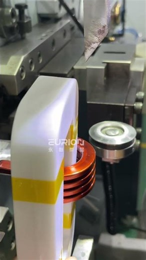 Toroidal Core Edge Winding Equipment for Common Mode Inductors. Common Mode Choke Coil Winding