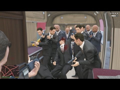 GTA 5 - Michael's secret base party shootout + epic five star cop battle