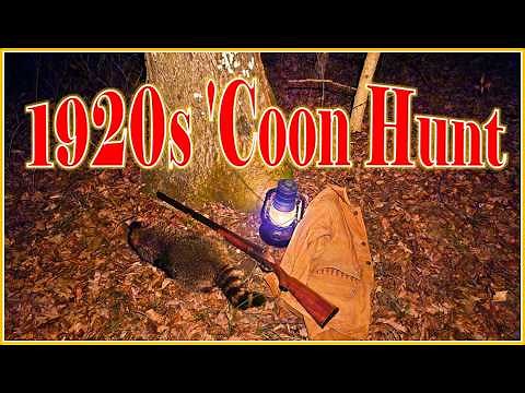 1920s Style Raccoon Hunt using Carbide Lamp, Double-barrel Shotgun, and Coon Squaller!