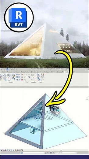 Modern Pyramid House in Revit #revit #bim #architecture